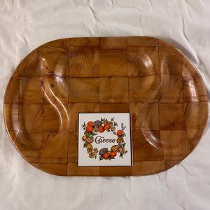 Vtg Spice Of Life Cheese Board Appetizer Tray Divided Charcuterie Spreaders